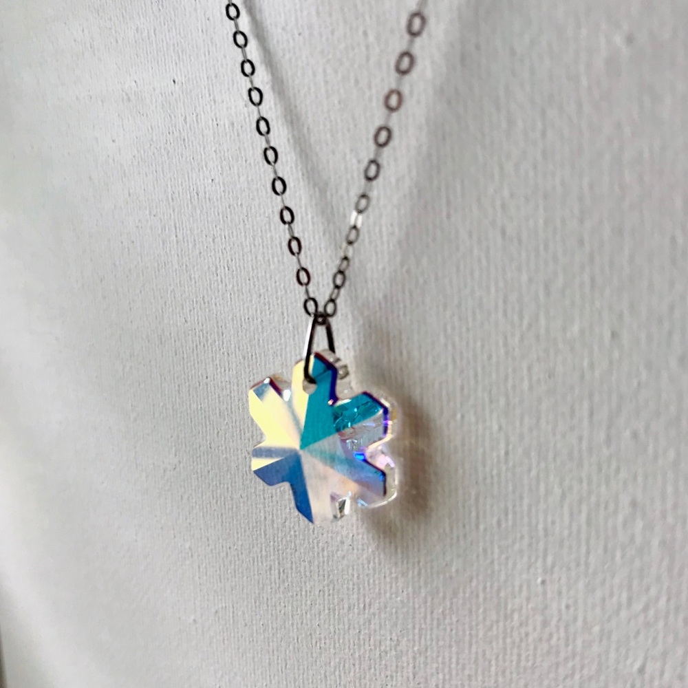 Sterling Silver with Crystal Snowflake Necklace